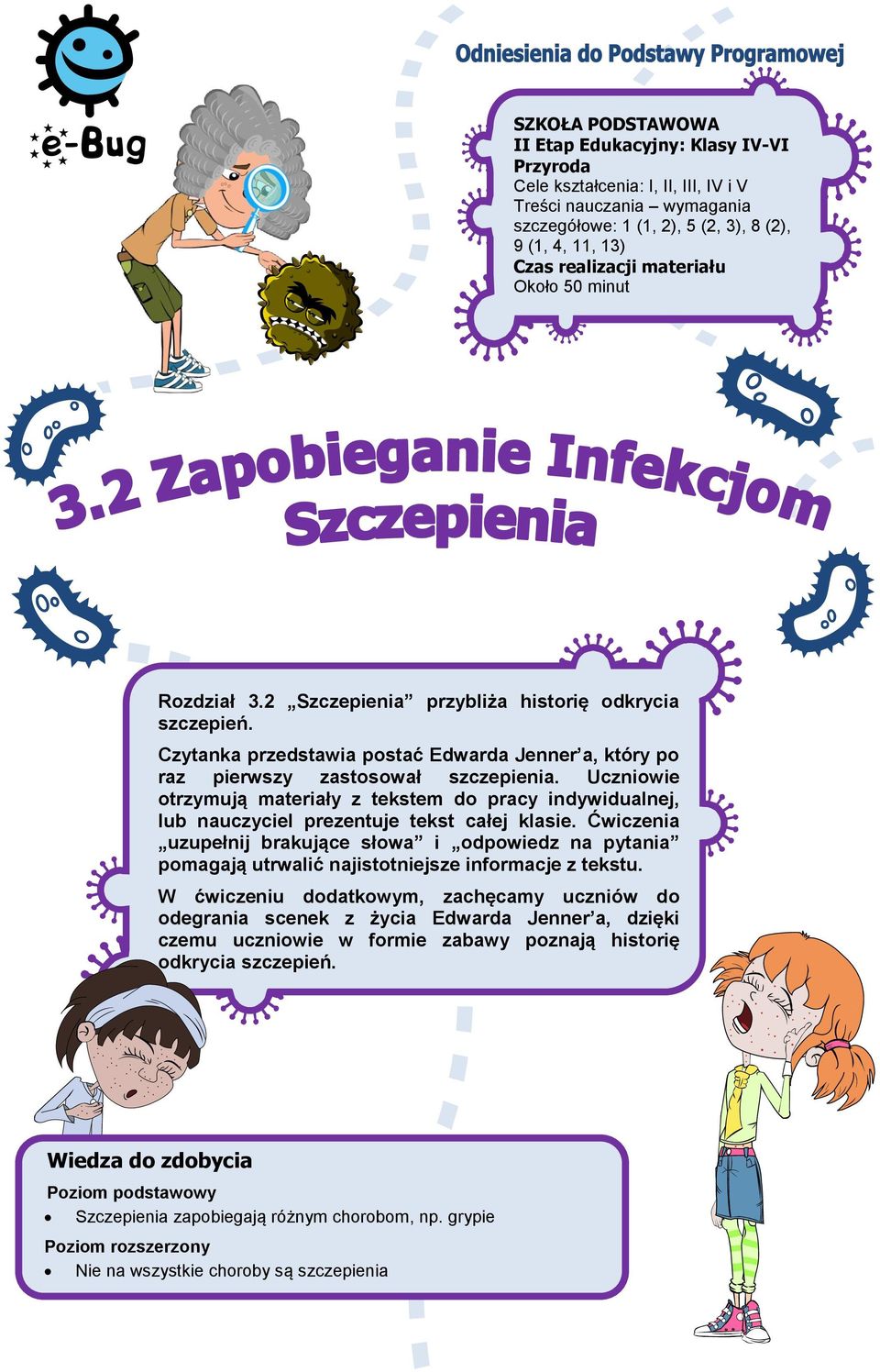 Uczniowie otrzymują materiały z tekstem do pracy indywidualnej, lub nauczyciel prezentuje tekst całej klasie.