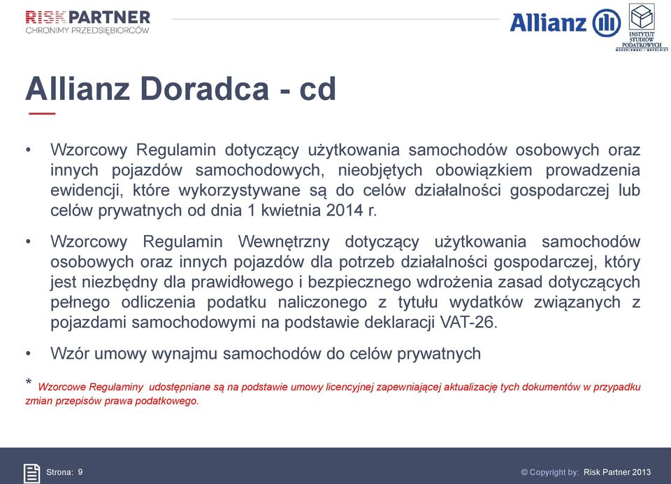 Wzorcowy Regulamin Wewnętrzny dotyczący użytkowania samochodów osobowych oraz innych pojazdów dla potrzeb działalności gospodarczej, który jest niezbędny dla prawidłowego i bezpiecznego wdrożenia