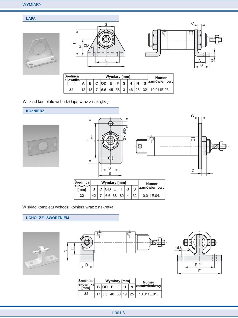 O D S B C Œrednica si³ownika [mm] B C O D E F G S Numer zamówieniowy 4 7 6.6 68 80 4 0.0E.04.