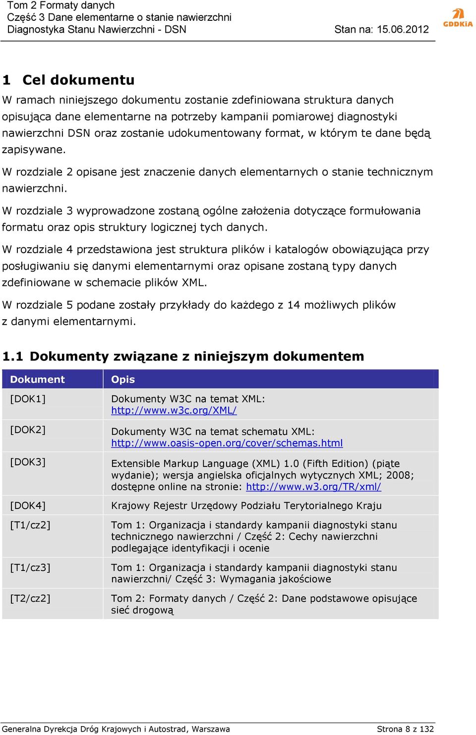 W rozdziale 3 wyprowadzone zostaną ogólne założenia dotyczące formułowania formatu oraz opis struktury logicznej tych danych.