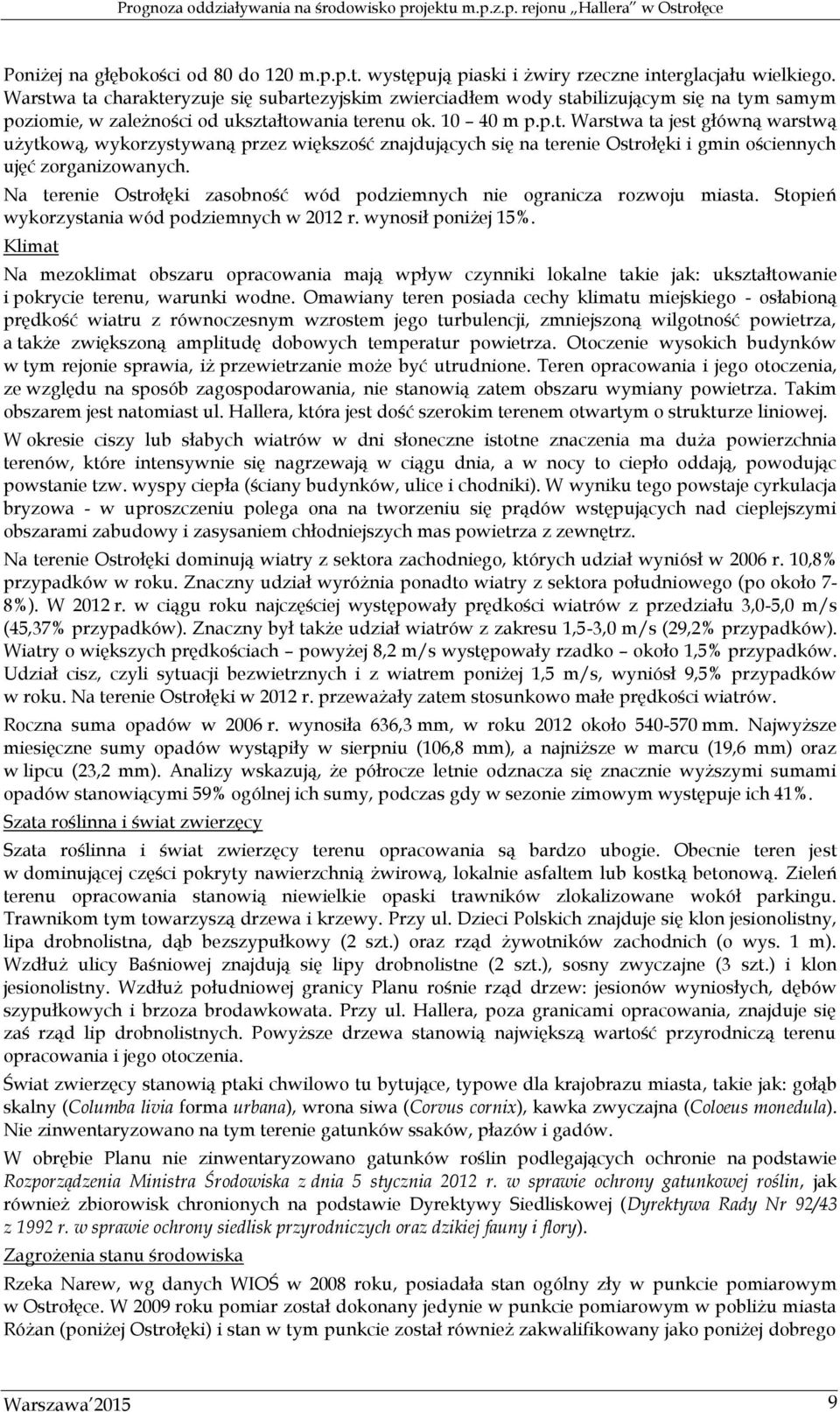 Na terenie Ostrołęki zasobność wód podziemnych nie ogranicza rozwoju miasta. Stopień wykorzystania wód podziemnych w 2012 r. wynosił poniżej 15%.