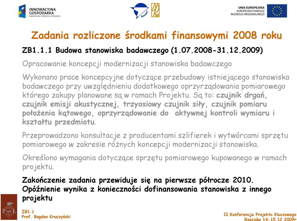 pomiarowego którego zakupy planowane są w ramach Projektu.