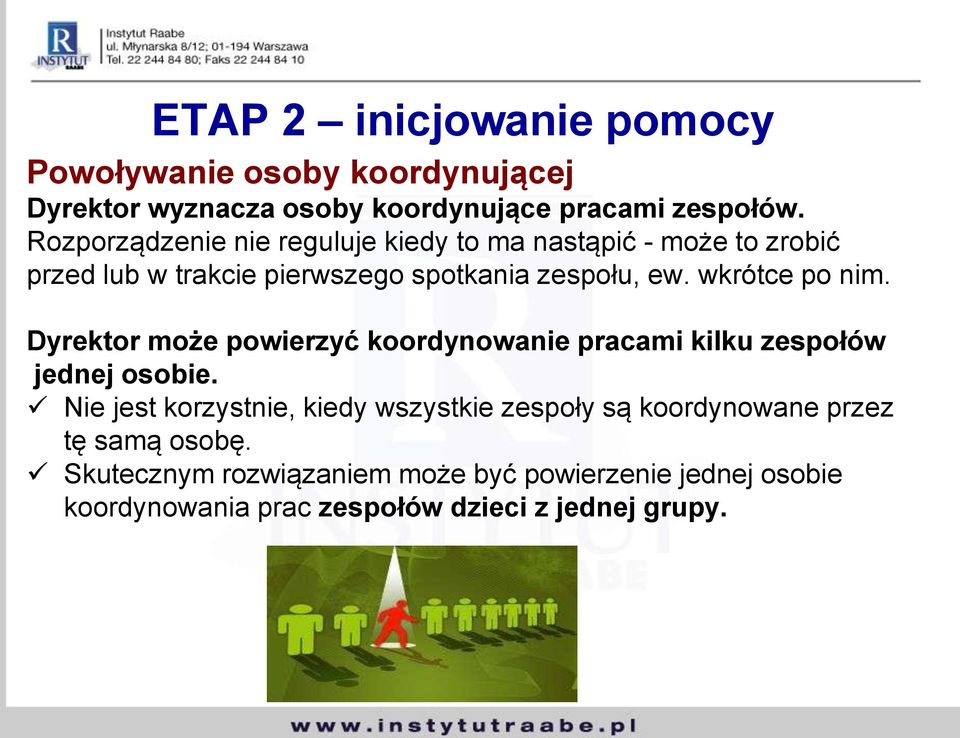 wkrótce po nim. Dyrektor może powierzyć koordynowanie pracami kilku zespołów jednej osobie.