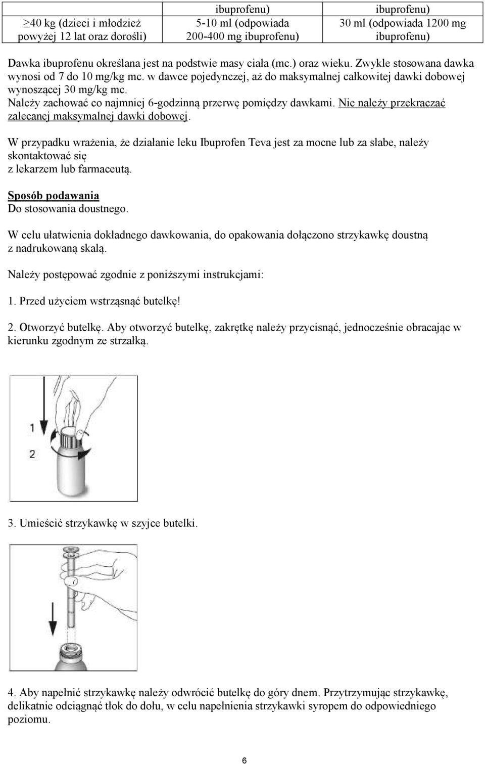Należy zachować co najmniej 6-godzinną przerwę pomiędzy dawkami. Nie należy przekraczać zalecanej maksymalnej dawki dobowej.