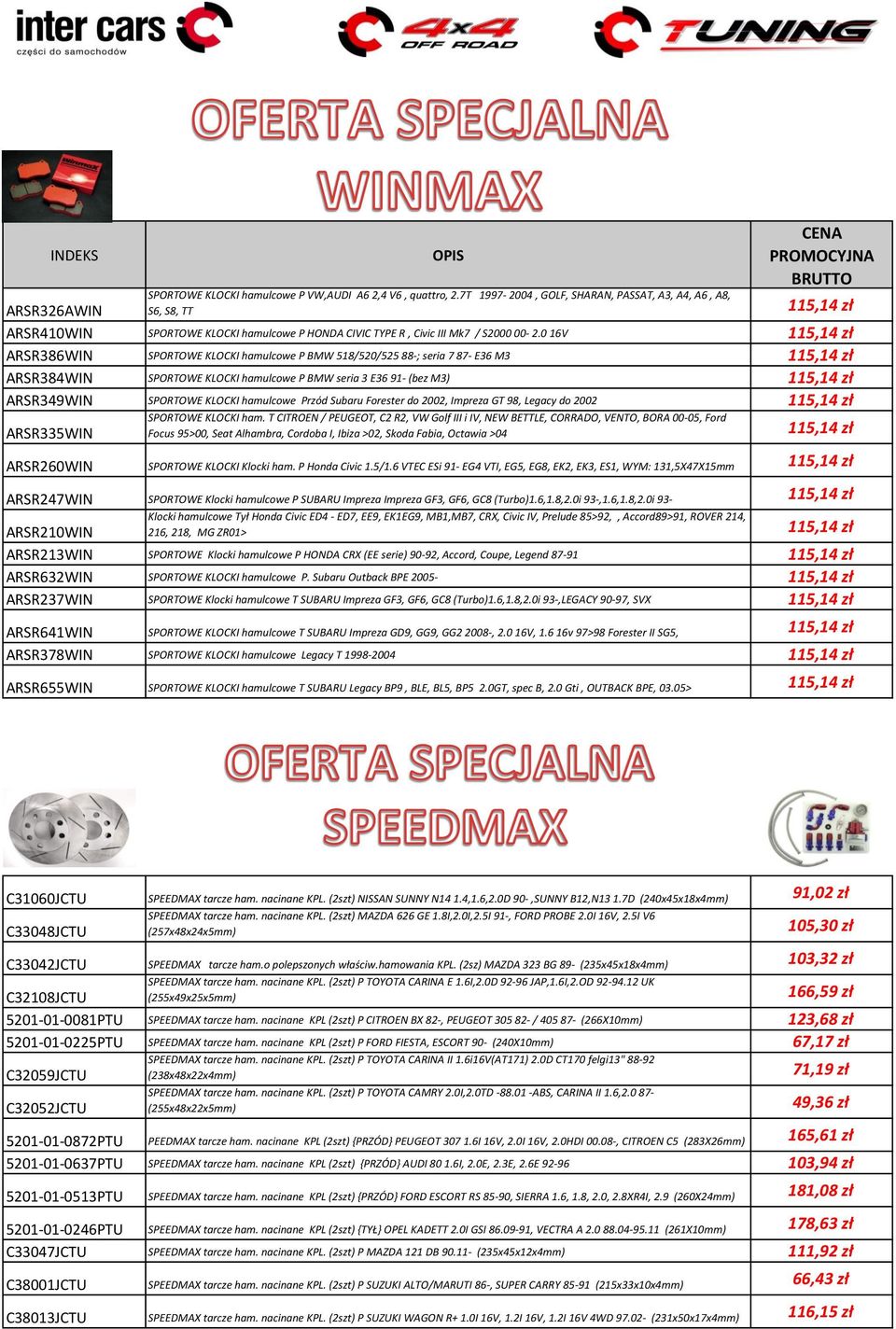 0 16V 115,14 zł ARSR386WIN SPORTOWE KLOCKI hamulcowe P BMW 518/520/525 88-; seria 7 87- E36 M3 115,14 zł ARSR384WIN SPORTOWE KLOCKI hamulcowe P BMW seria 3 E36 91- (bez M3) 115,14 zł ARSR349WIN