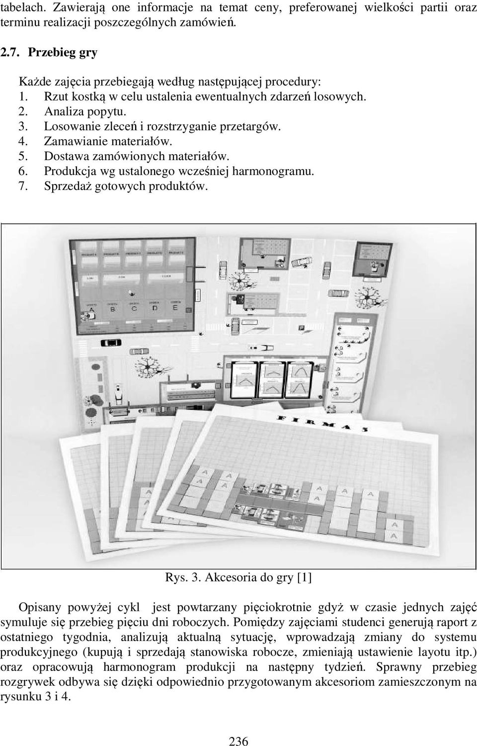 4. Zamawianie materiałów. 5. Dostawa zamówionych materiałów. 6. Produkcja wg ustalonego wcześniej harmonogramu. 7. Sprzedaż gotowych produktów. Rys. 3.