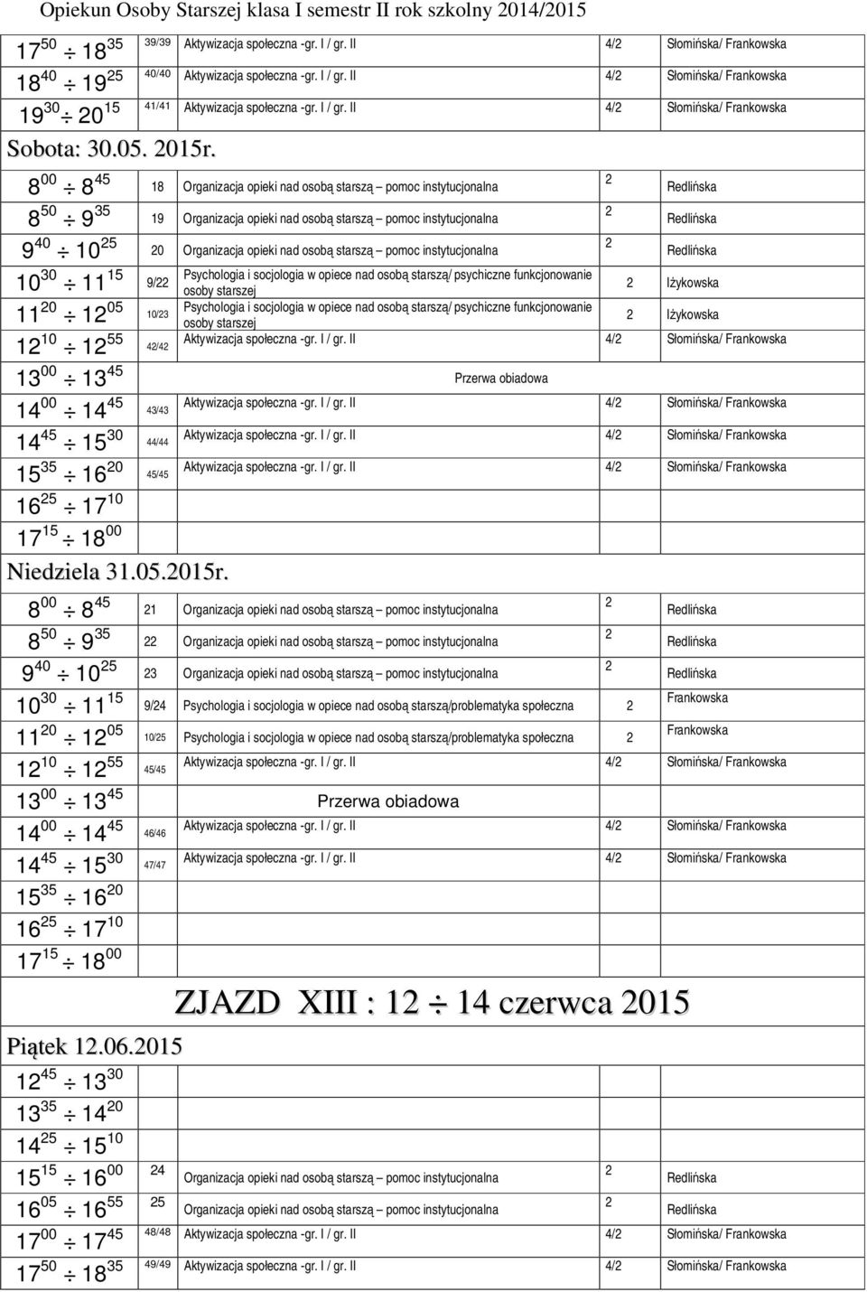 instytucjonalna 0 30 5 9/ Iżykowska 0 05 0/3 Iżykowska 0 55 4/4 4 00 4 45 43/43 4 45 5 30 44/44 45/45 Niedziela 3.05.05r.