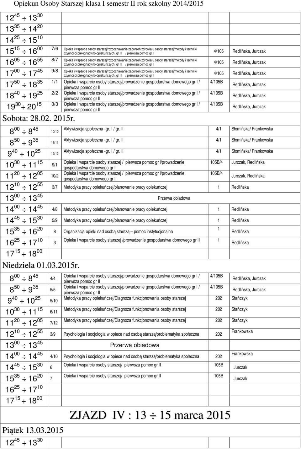 techniki czynności pielęgnacyjno-opiekuńczych, gr III / pierwsza pomoc gr I 4/05, Jurczak 35 / Opieka i wsparcie /prowadzenie gospodarstwa domowego gr I / 5 / Opieka i wsparcie /prowadzenie