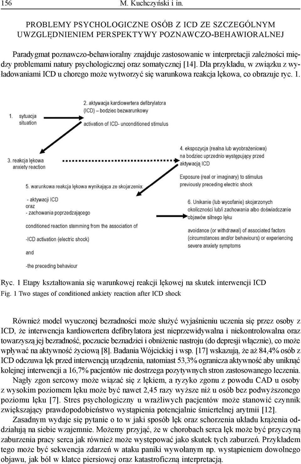 problemami natury psychologicznej oraz somatycznej [14]. Dla przykładu, w związku z wyładowaniami ICD u chorego może wytworzyć się warunkowa reakcja lękowa, co obrazuje ryc. 1. Ryc.