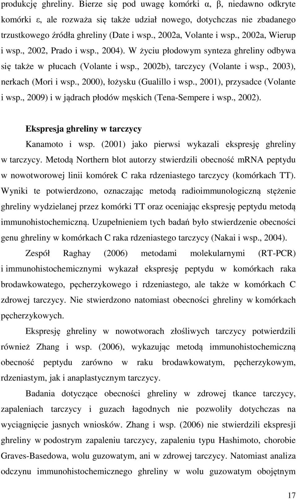 , 2003), nerkach (Mori i wsp., 2000), łożysku (Gualillo i wsp., 2001), przysadce (Volante i wsp., 2009) i w jądrach płodów męskich (Tena-Sempere i wsp., 2002).