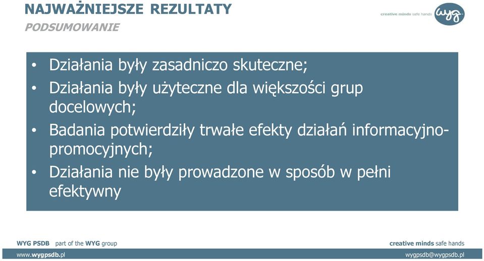 docelowych; Badania potwierdziły trwałe efekty działań