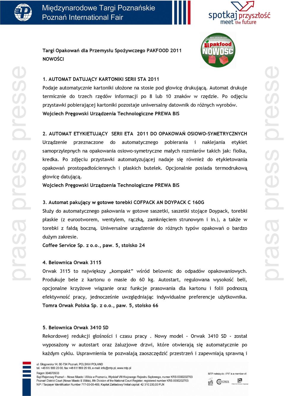 Wojciech Pręgowski Urządzenia Technologiczne PREWA BIS 2.