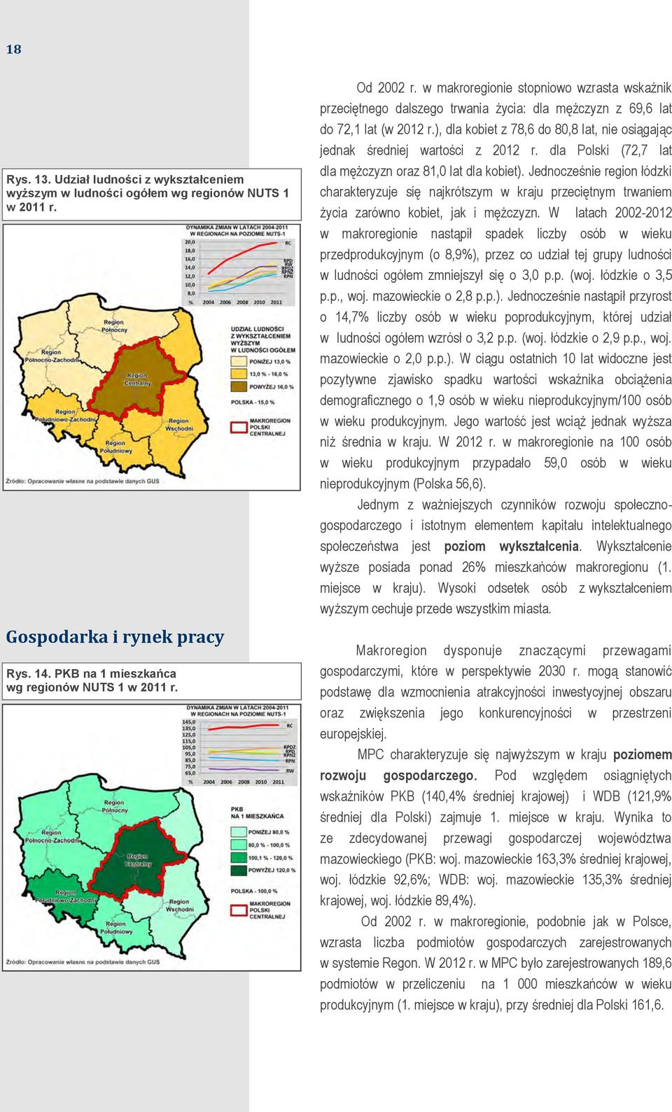 ), dla kobiet z 78,6 do 80,8 lat, nie osiągając jednak średniej wartości z 2012 r. dla Polski (72,7 lat dla mężczyzn oraz 81,0 lat dla kobiet).