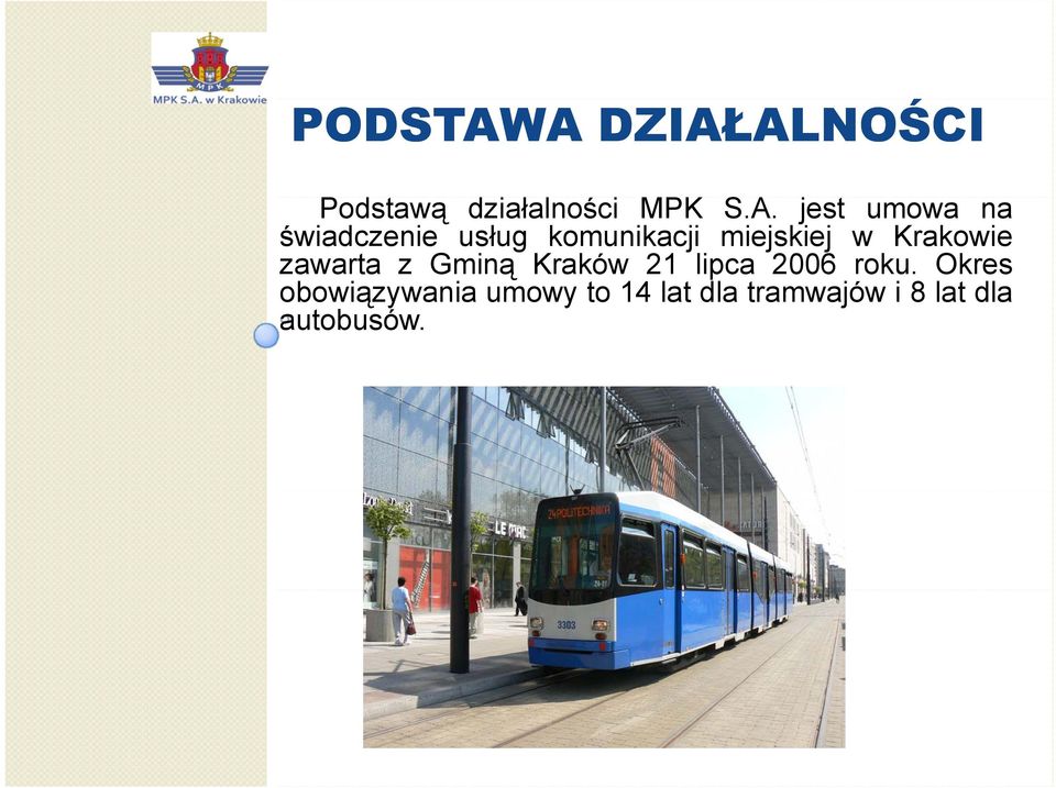 umowa na świadczenie usług komunikacji miejskiej w Krakowie
