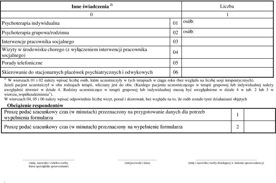 tych terapiach w ciągu roku (bez względu na liczbę sesji terapeutycznych). Jeżeli pacjent uczestniczył w obu rodzajach terapii, wliczany jest do obu.