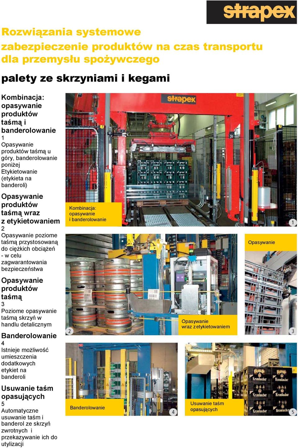 przystosowaną do ciężkich obciążeń - w celu zagwarantowania bezpieczeństwa produktów taśmą 3 Poziome opasywanie taśmą skrzyń w handlu detalicznym wraz z etykietowaniem 4 Istnieje