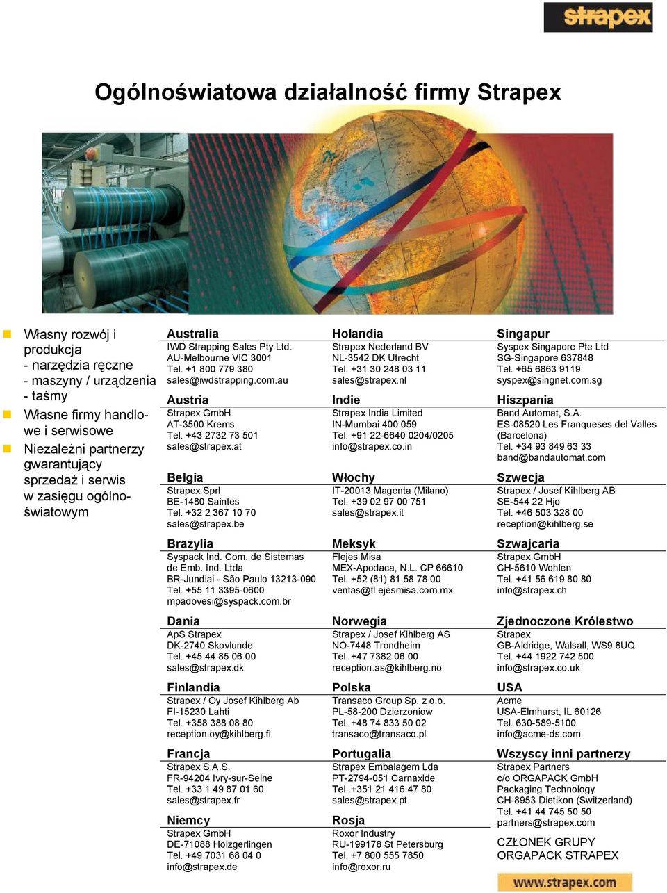 au Strapex Nederland BV NL-3542 DK Utrecht Tel. +31 30 248 03 11 sales@strapex.nl Syspex Singapore Pte Ltd SG-Singapore 637848 Tel. +65 6863 9119 syspex@singnet.com.