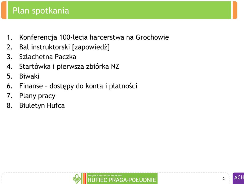 Bal instruktorski [zapowiedź] 3. Szlachetna Paczka 4.