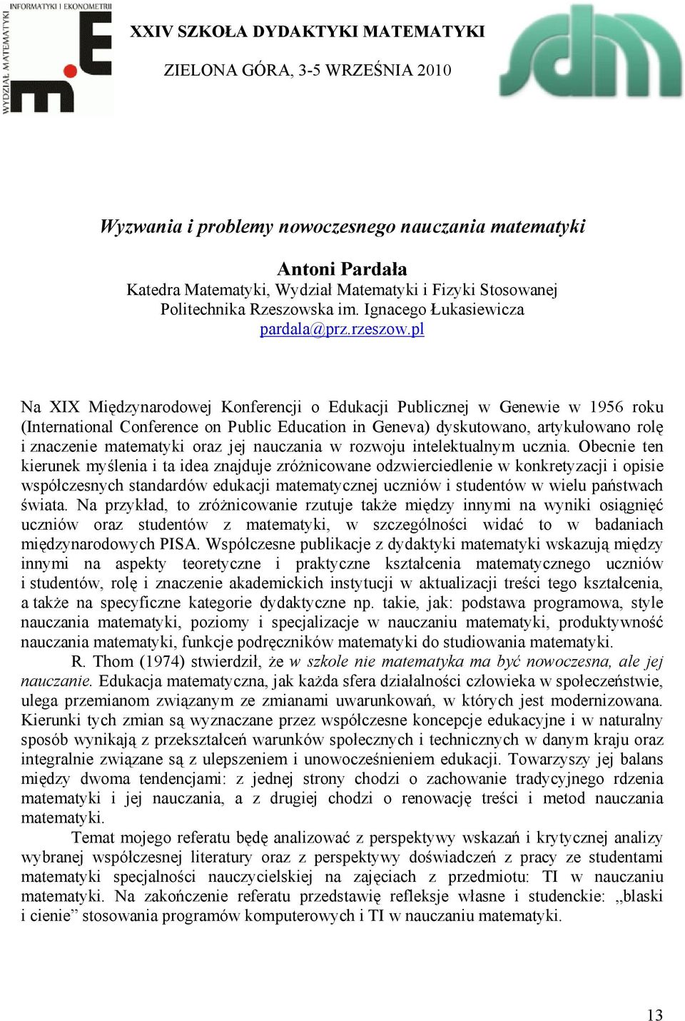 jej nauczania w rozwoju intelektualnym ucznia.