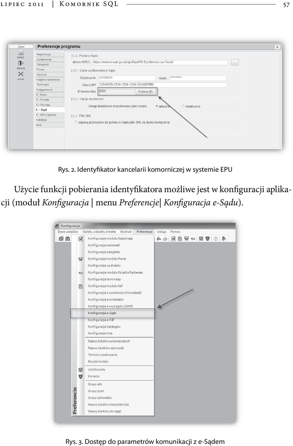 Identyfikator kancelarii komorniczej w systemie EPU Użycie funkcji