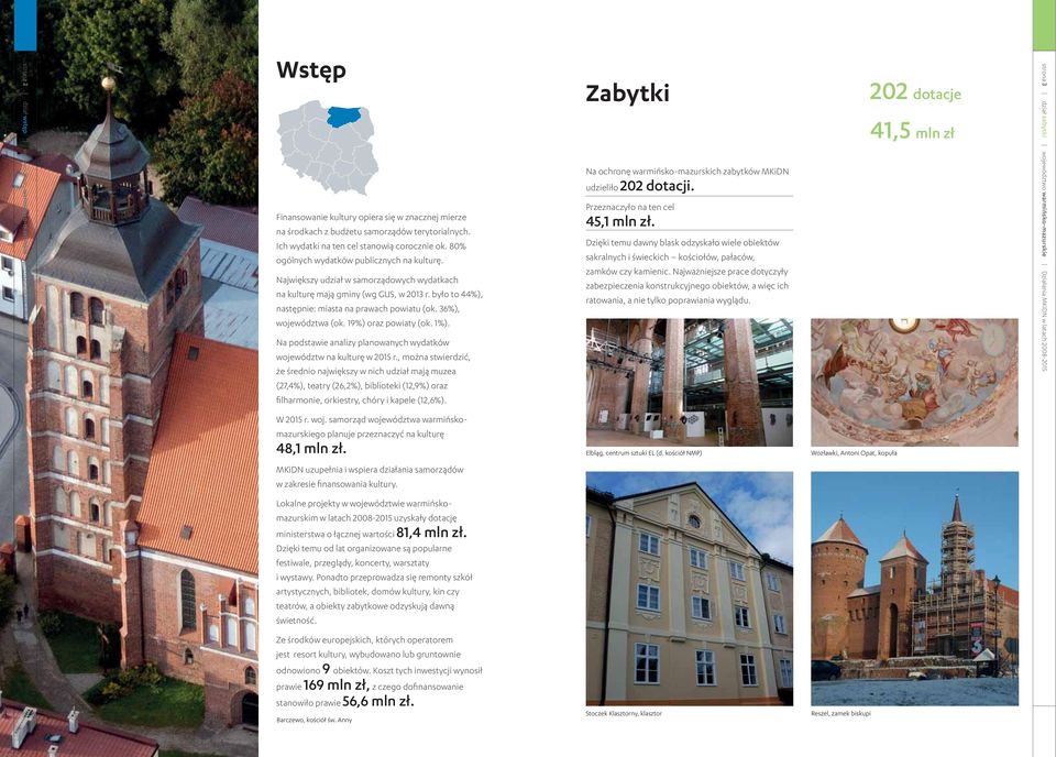 było to 44%), następnie: miasta na prawach powiatu (ok. 36%), województwa (ok. 19%) oraz powiaty (ok. 1%). Na podstawie analizy planowanych wydatków województw na kulturę w 2015 r.