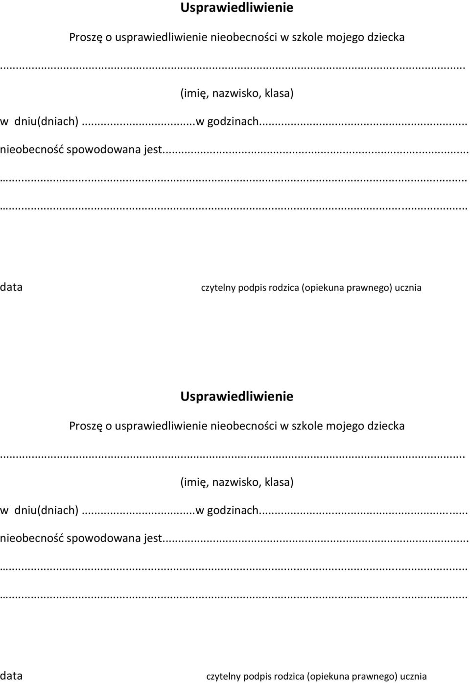 .. data czytelny podpis rodzica (opiekuna prawnego) ucznia .
