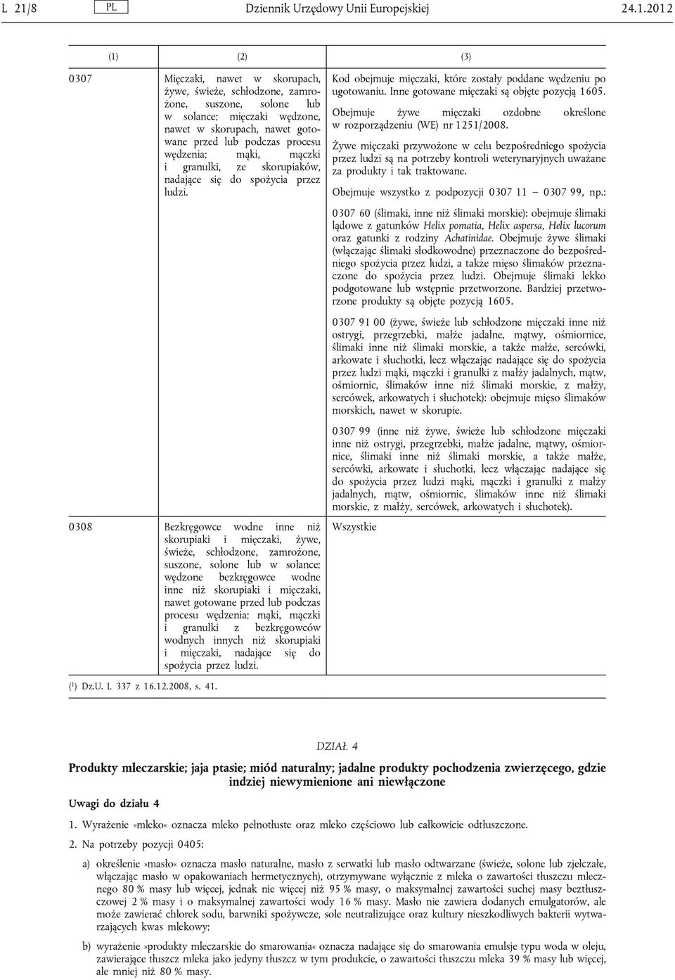 0308 Bezkręgowce wodne inne niż skorupiaki i mięczaki, żywe, świeże, schłodzone, zamrożone, suszone, solone lub w solance; wędzone bezkręgowce wodne inne niż skorupiaki i mięczaki, nawet gotowane