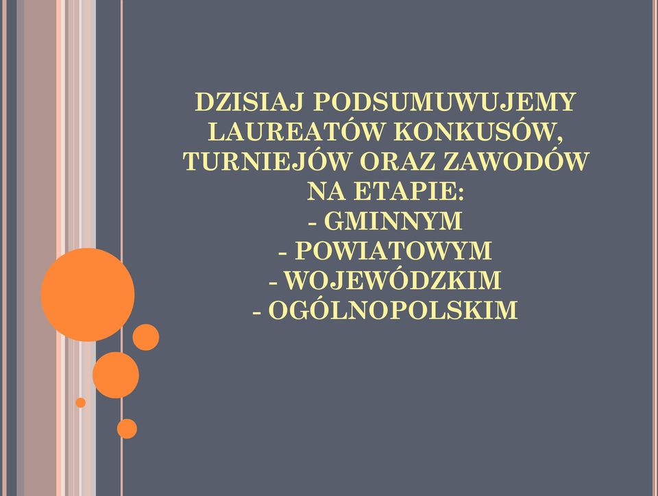 ZAWODÓW NA ETAPIE: - GMINNYM -