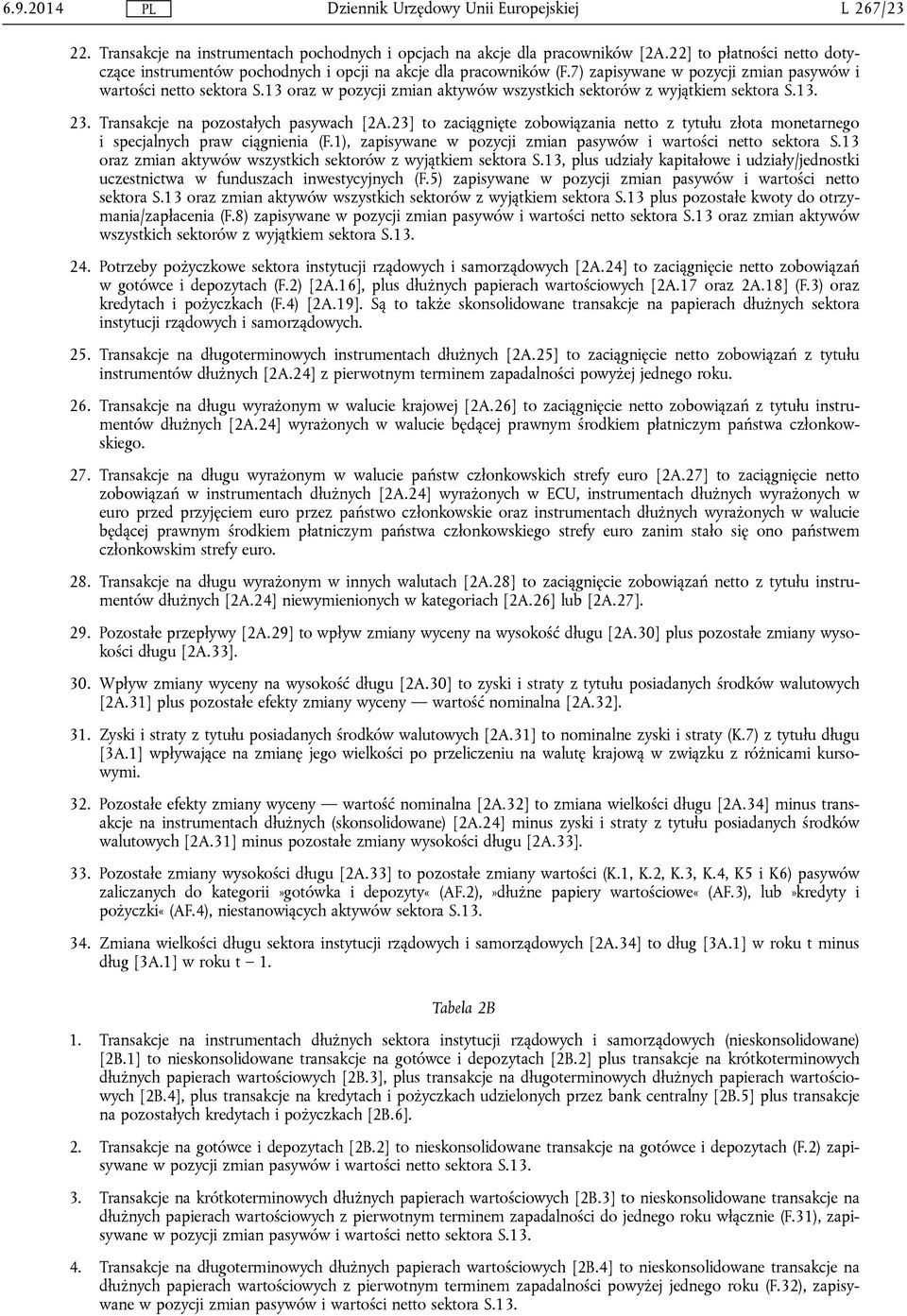 23] to zaciągnięte zobowiązania netto z tytułu złota monetarnego i specjalnych praw ciągnienia (F.1), zapisywane w pozycji zmian pasywów i wartości netto sektora S.