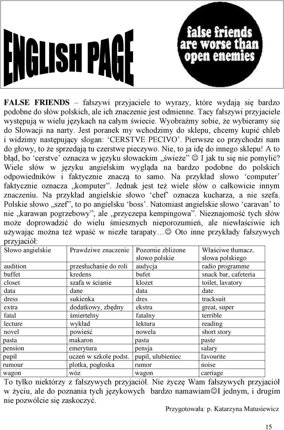 Pierwse co prychodi nam do głowy, to że spredają tu cerstwe piecywo. Nie, to ja idę do innego sklepu! A to błąd, bo cerstve onaca w jęyku słowackim świeże I jak tu się nie pomylić?