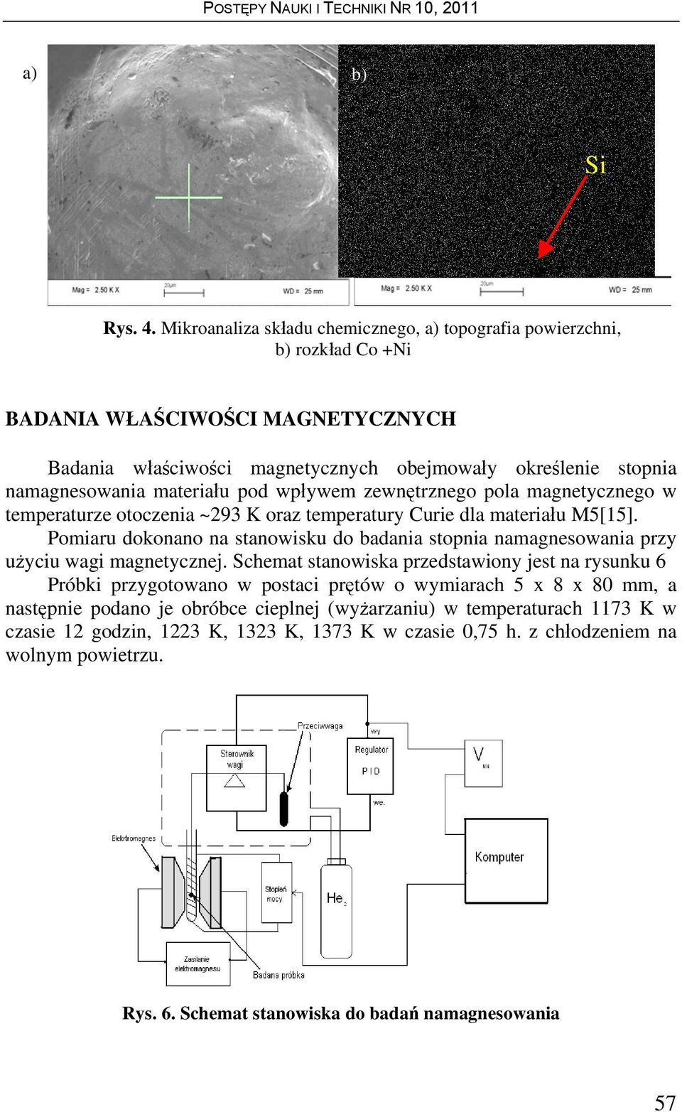 materiału pod wpływem zewnętrznego pola magnetycznego w temperaturze otoczenia ~293 K oraz temperatury Curie dla materiału M5[15].