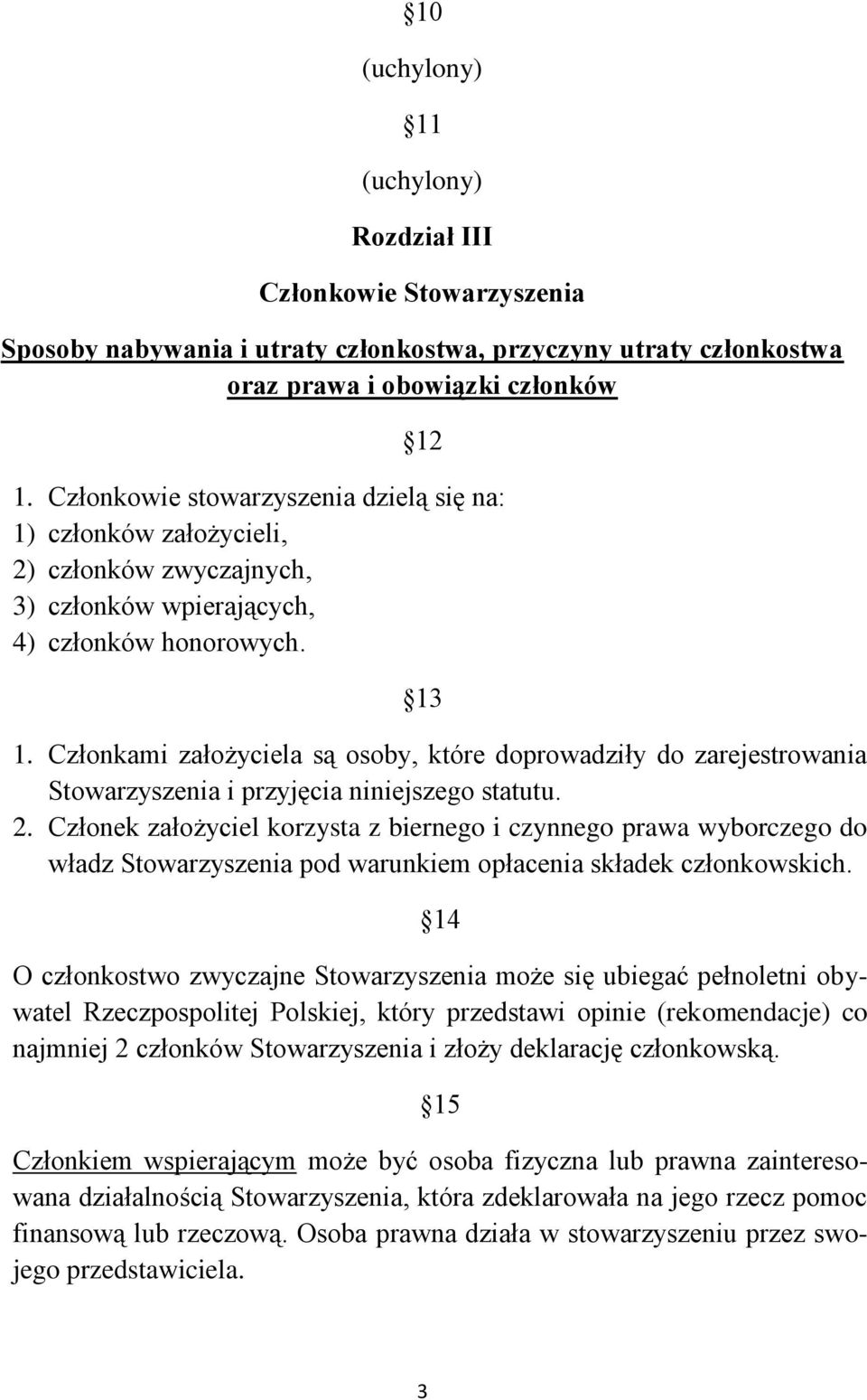 Członkami założyciela są osoby, które doprowadziły do zarejestrowania Stowarzyszenia i przyjęcia niniejszego statutu. 2.