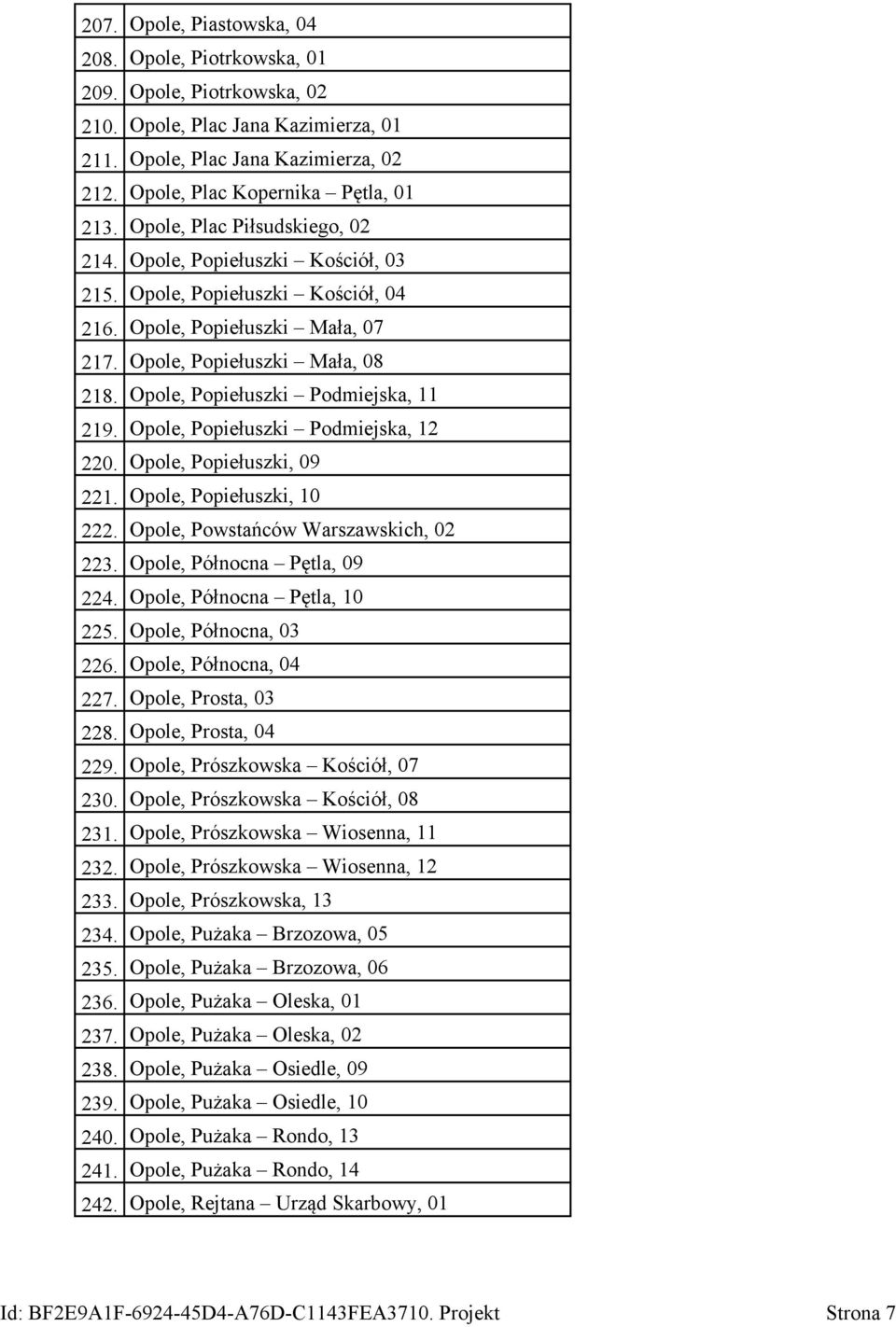 Opole, Popiełuszki Podmiejska, 11 219. Opole, Popiełuszki Podmiejska, 12 220. Opole, Popiełuszki, 09 221. Opole, Popiełuszki, 10 222. Opole, Powstańców Warszawskich, 02 223.