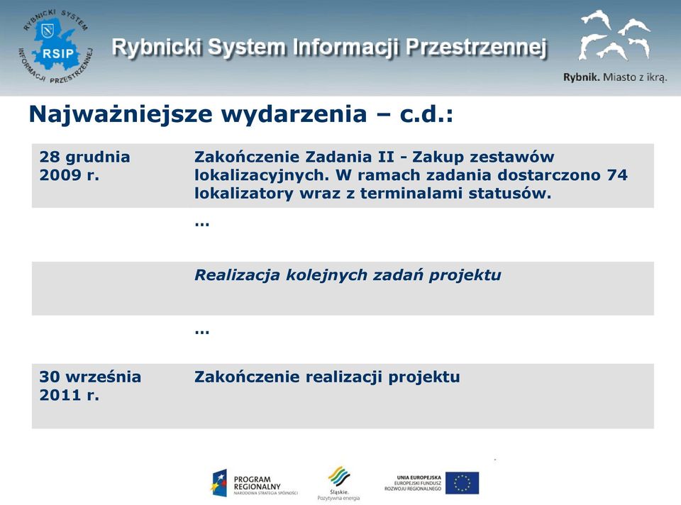 W ramach zadania dostarczono 74 lokalizatory wraz z terminalami