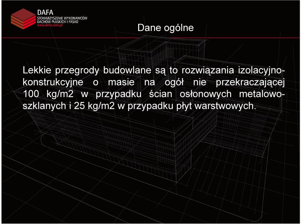 nie przekraczającej 100 kg/m2 w przypadku ścian