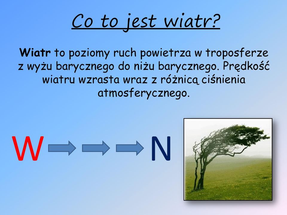 troposferze z wyżu barycznego do niżu