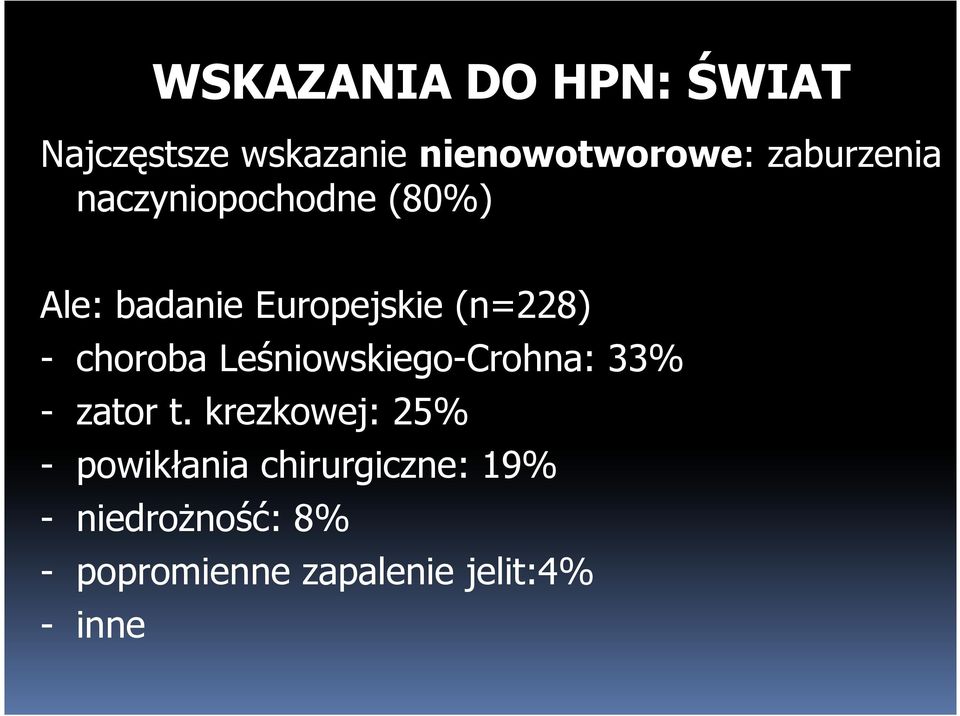 choroba Leśniowskiego-Crohna: 33% - zator t.