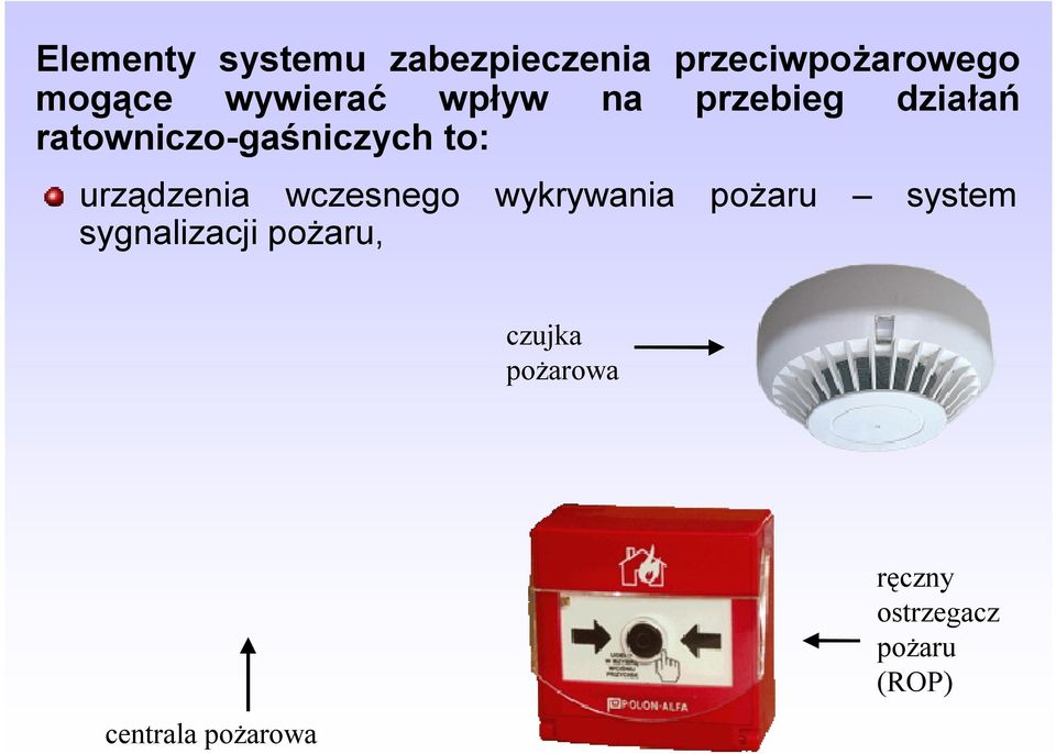 urządzenia wczesnego wykrywania pożaru sygnalizacji pożaru,