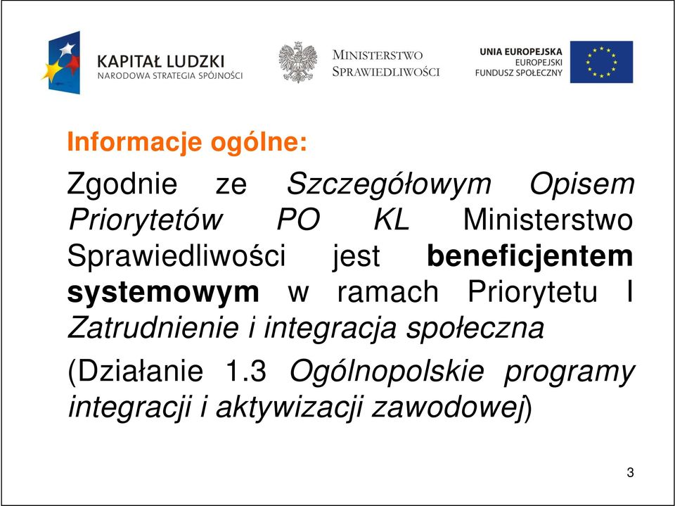 ramach Priorytetu I Zatrudnienie i integracja społeczna
