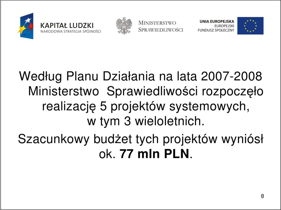 realizację 5 projektów systemowych, w tym 3