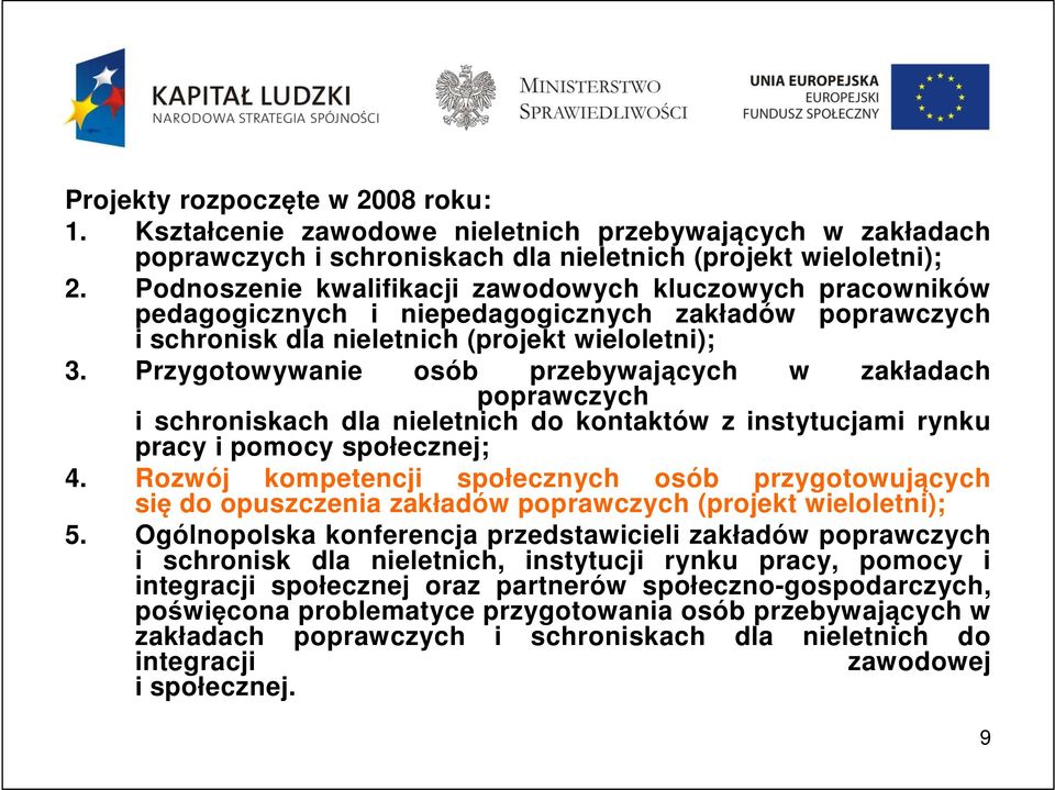 Przygotowywanie osób przebywających w zakładach poprawczych i schroniskach dla nieletnich do kontaktów z instytucjami rynku pracy i pomocy społecznej; 4.