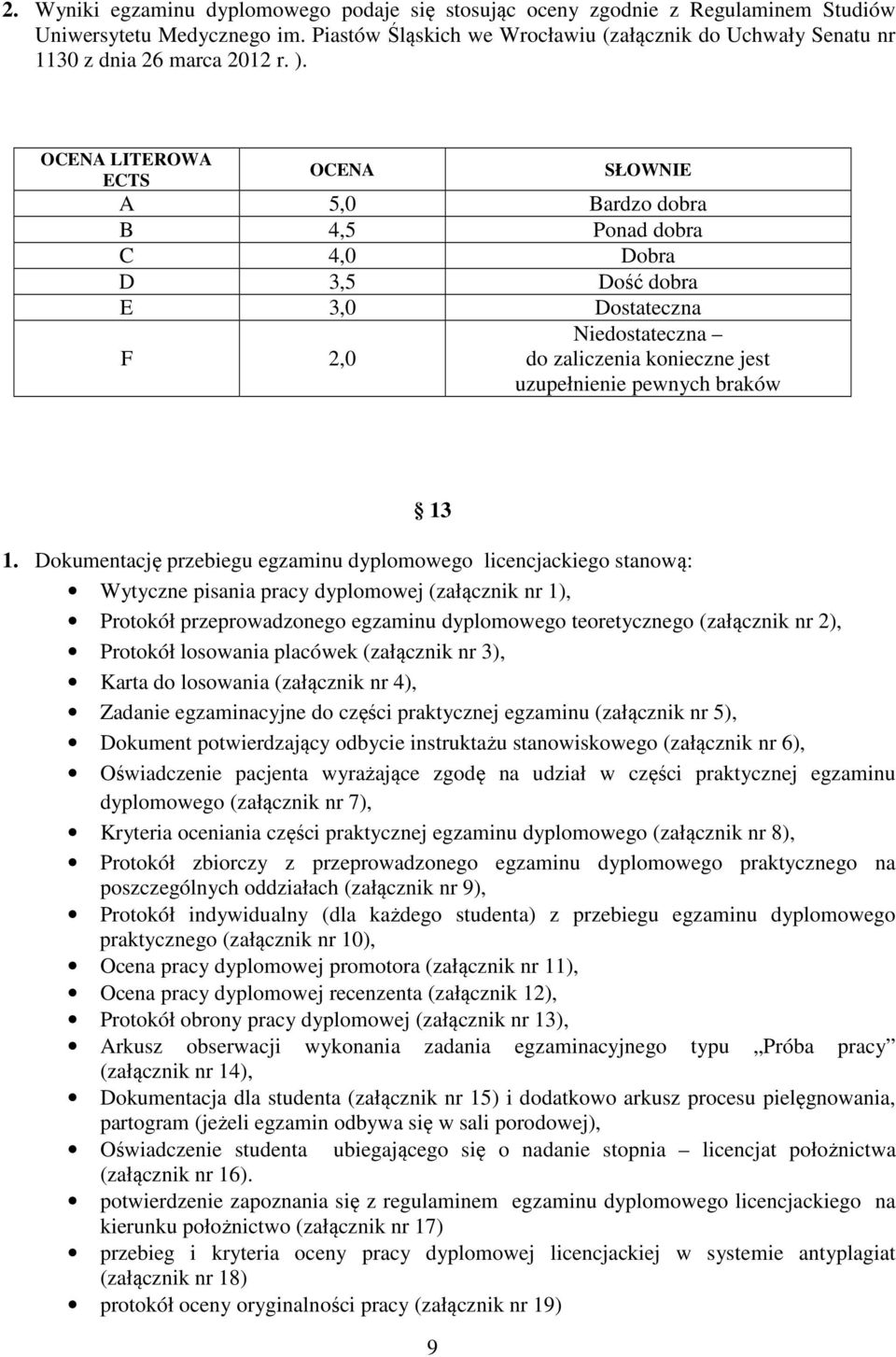 OCENA LITEROWA ECTS OCENA SŁOWNIE A 5,0 Bardzo dobra B 4,5 Ponad dobra C 4,0 Dobra D 3,5 Dość dobra E 3,0 Dostateczna F 2,0 Niedostateczna do zaliczenia konieczne jest uzupełnienie pewnych braków 13