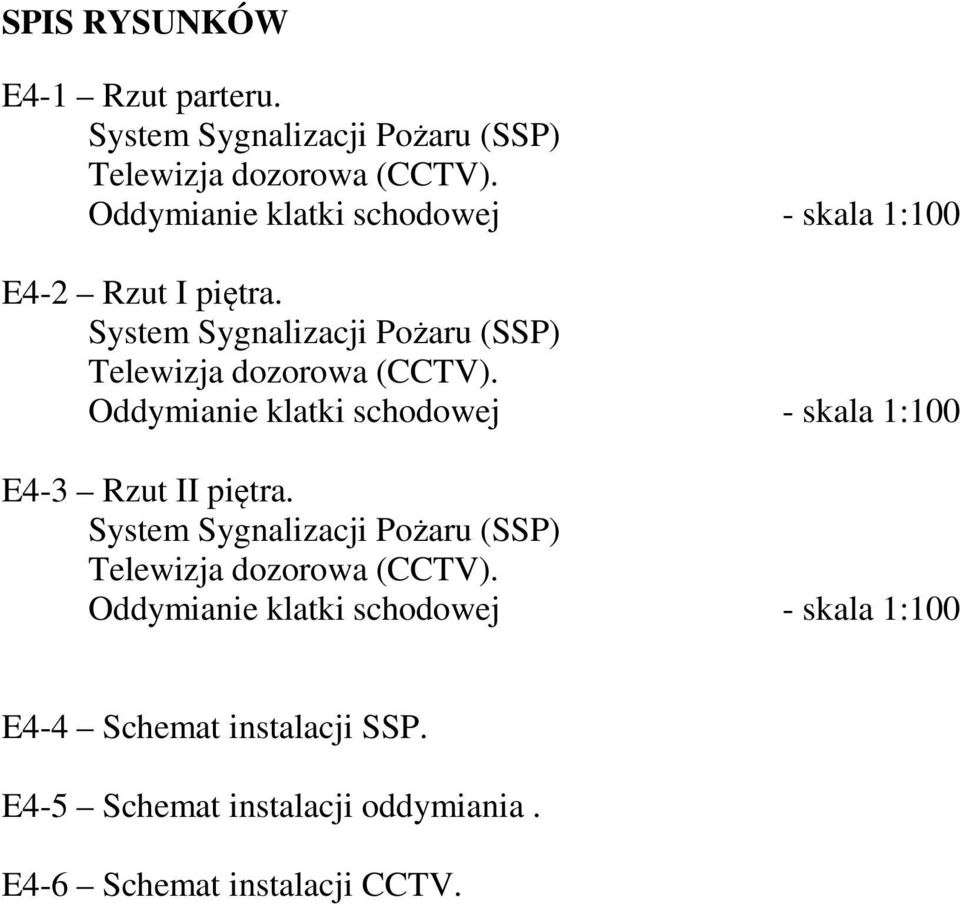 System Sygnalizacji Pożaru (SSP) Telewizja dozorowa (CCTV).