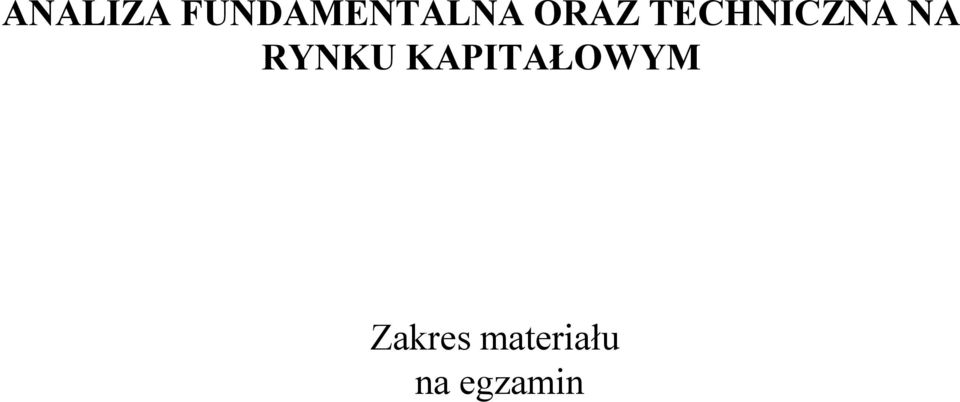 RYNKU KAPITAŁOWYM
