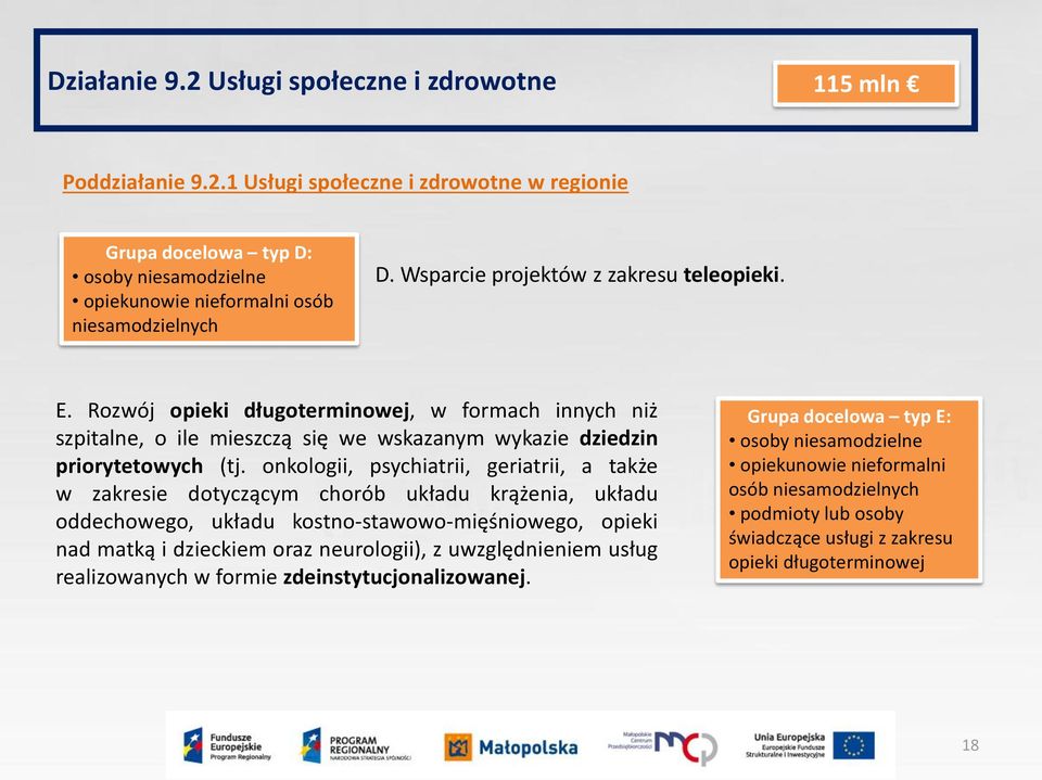 onkologii, psychiatrii, geriatrii, a także w zakresie dotyczącym chorób układu krążenia, układu oddechowego, układu kostno-stawowo-mięśniowego, opieki nad matką i dzieckiem oraz neurologii), z