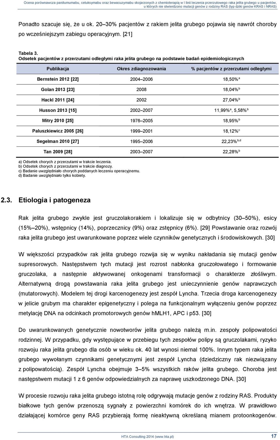 18,50% a Golan 2013 [23] 2008 18,04% b Hackl 2011 [24] 2002 27,04% b Husson 2013 [15] 2002 2007 11,99% a, 5,58% b Mitry 2010 [25] 1976 2005 18,95% b Paluszkiewicz 2005 [26] 1999 2001 18,12% c