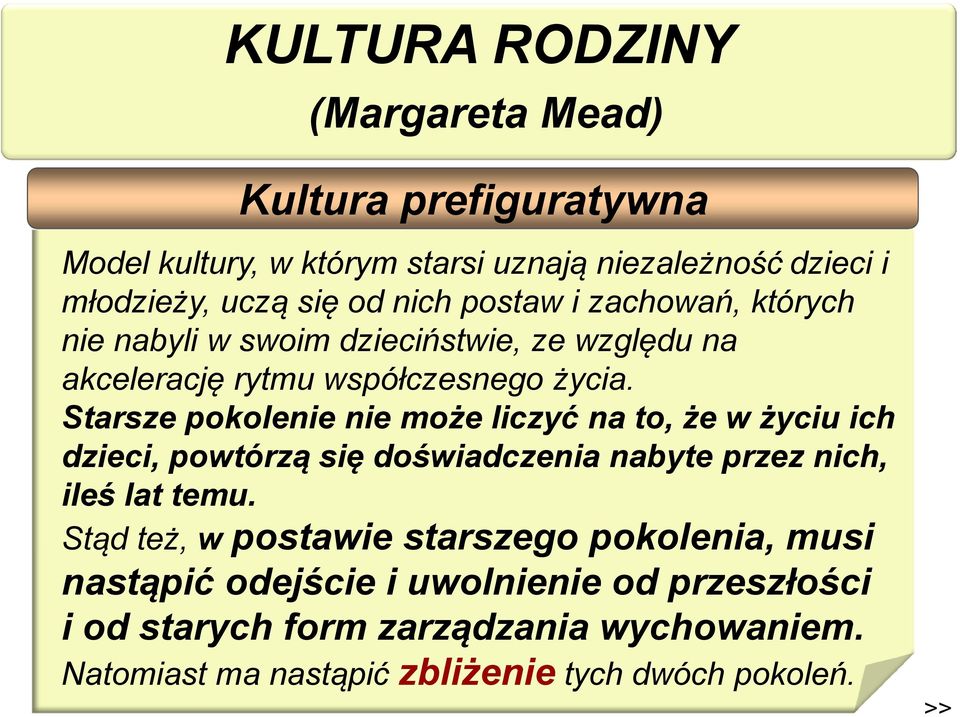 Starsze pokolenie nie może liczyć na to, że w życiu ich dzieci, powtórzą się doświadczenia nabyte przez nich, ileś lat temu.