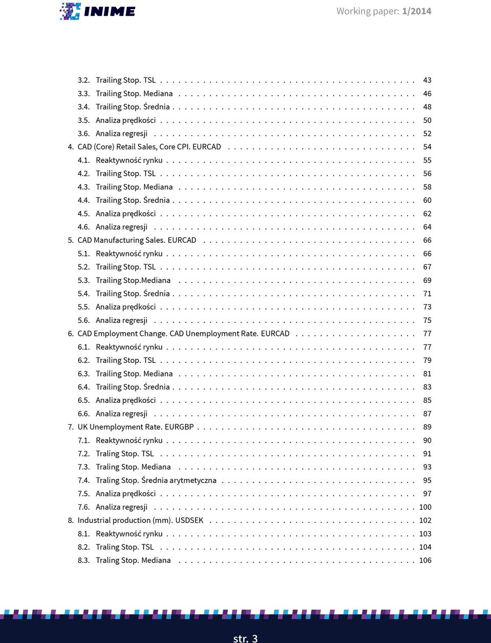 1. Reaktywność rynku......................................... 55 4.2. Trailing Stop. TSL.......................................... 56 4.3. Trailing Stop. Mediana....................................... 58 4.