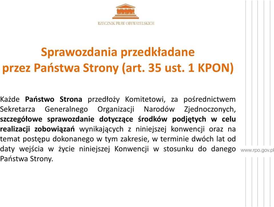 Zjednoczonych, szczegółowe sprawozdanie dotyczące środków podjętych w celu realizacji zobowiązań wynikających z