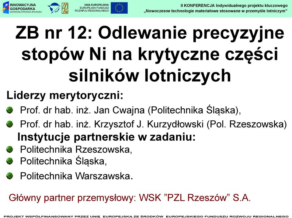 Jan Cwajna (Politechnika Śląska), Prof. dr hab. inż. Krzysztof J. Kurzydłowski (Pol.